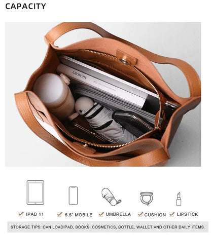 Leather carrying bag with multiple compartments