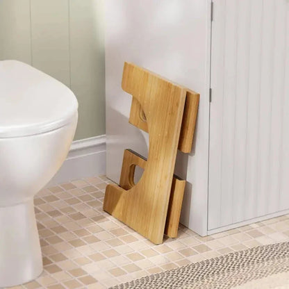 Foldable Bamboo Toilet Stool with Non-Slip Feature