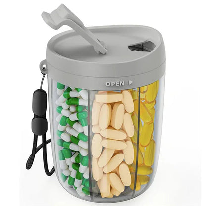 Tablet box with 6 compartments and clear lid