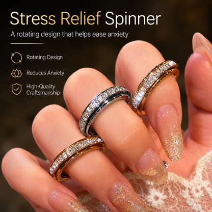 Titanium Steel Spinner Ring with Zirconia