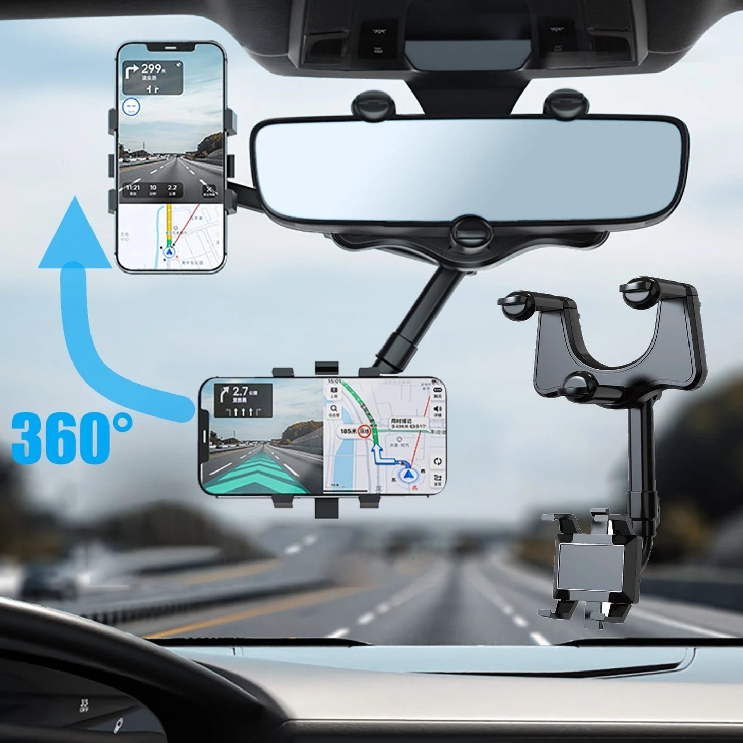 Car Phone Holder Rearview Mirror 360°