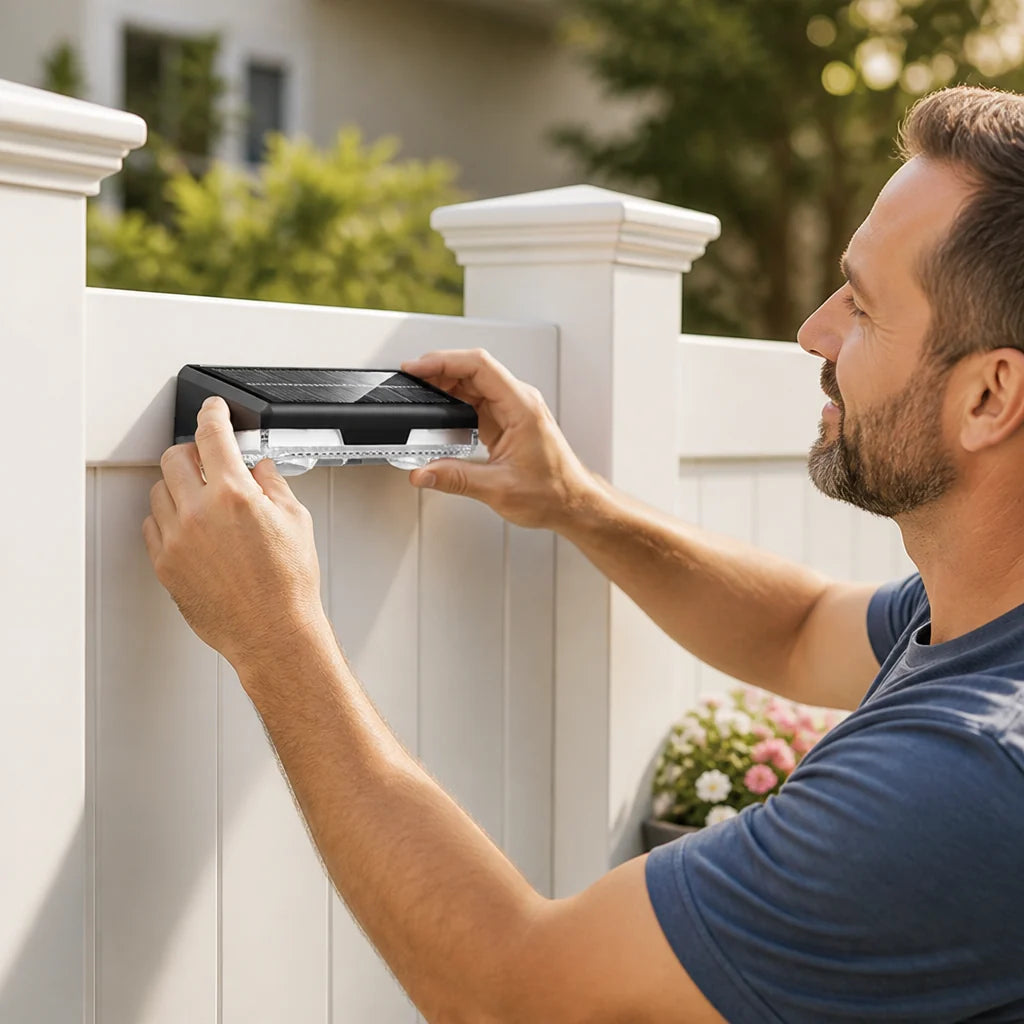 Solar-Powered Automatic Twilight Sensor Multicolor Fence Post Light