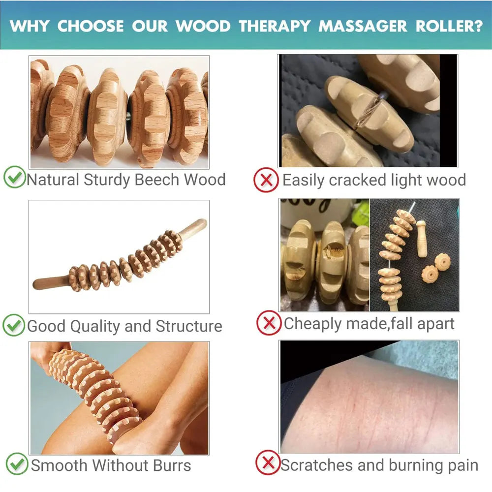 Massage roller made of beech wood