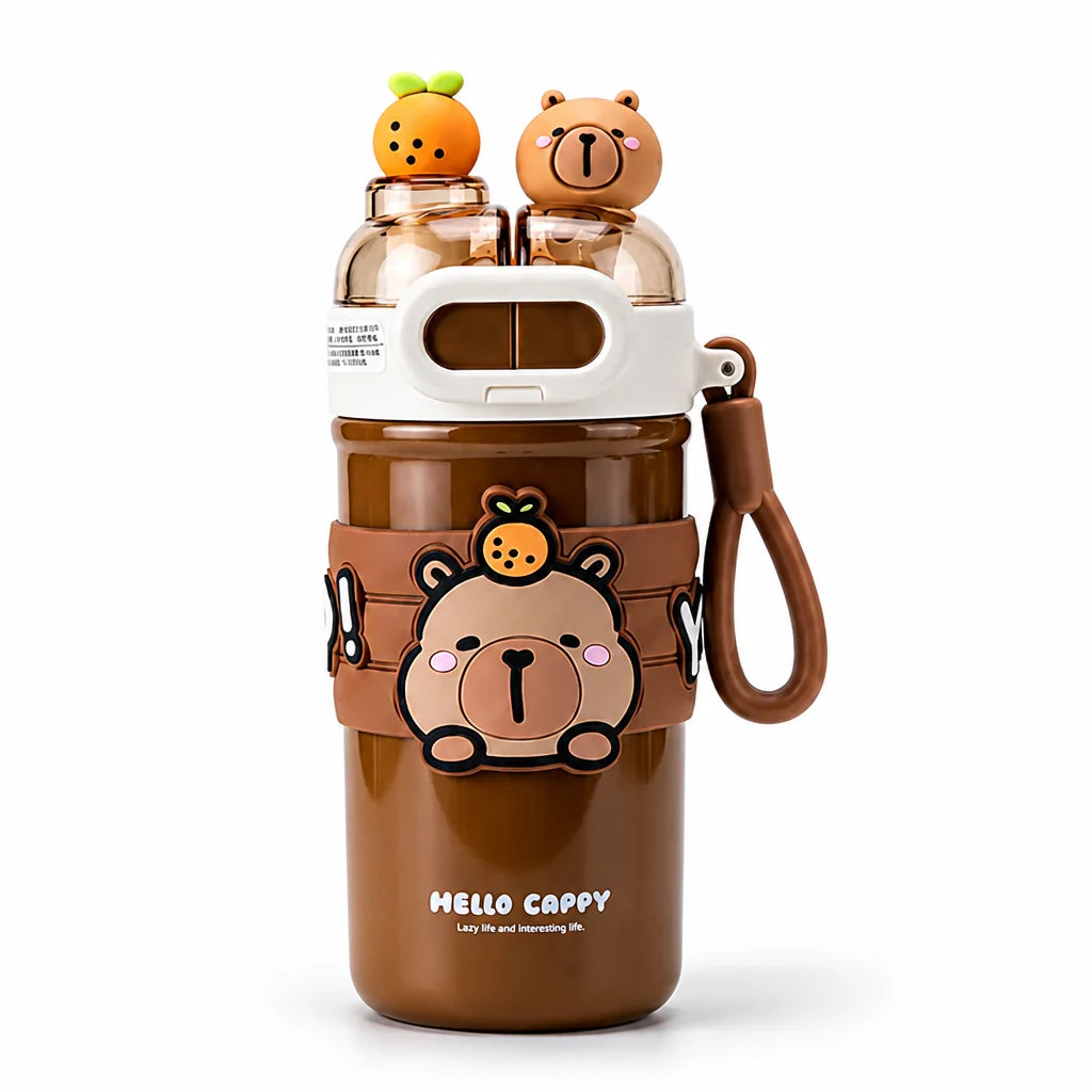 Insulated stainless steel water bottle for children with two compartments (520 ml)