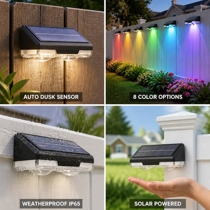 Solar-Powered Automatic Twilight Sensor Multicolor Fence Post Light
