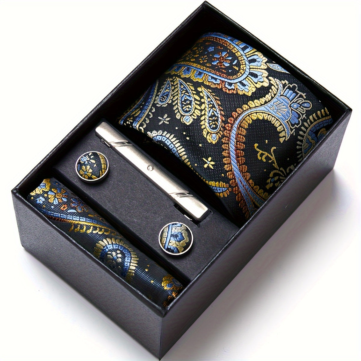 Men's Tie Set with Pocket Square and Cufflinks