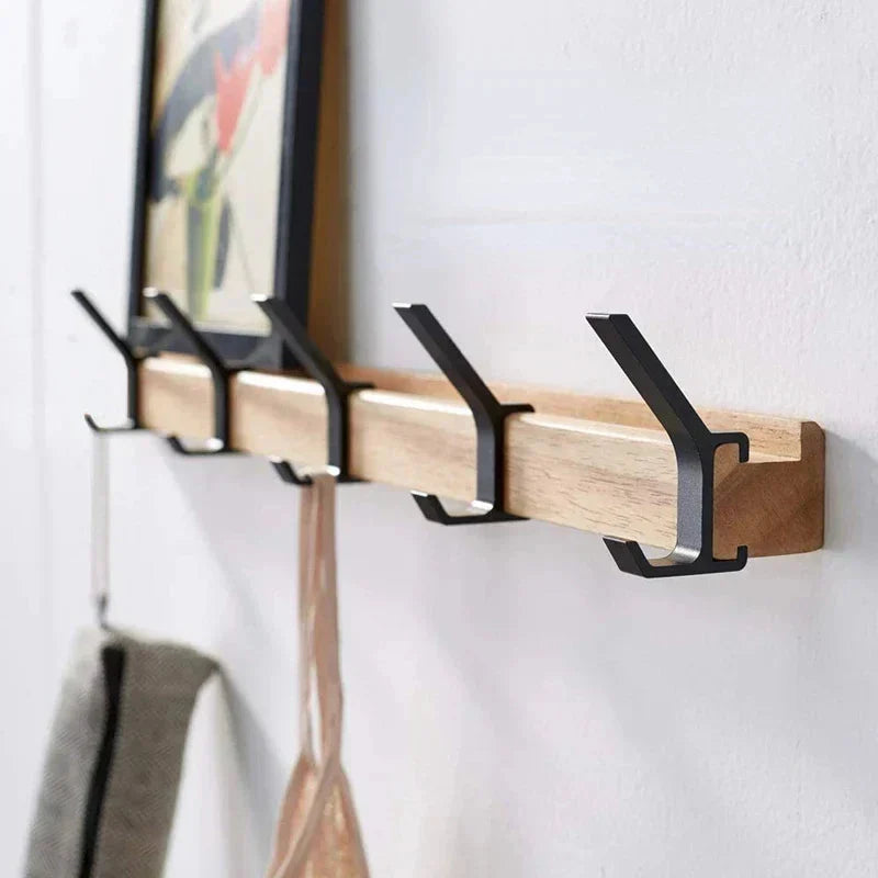 Wall coat rack with adjustable double hooks