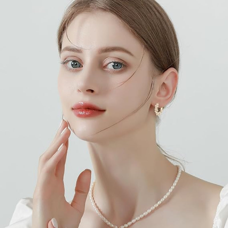 Twisted Hoop Earrings with Pearls