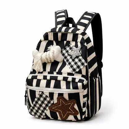 Star & Bone Applique Backpack with Multiple Pockets