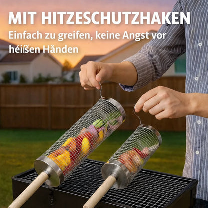 GrillEase™ Rolling Basket — Master the grill and enjoy juicy, perfectly cooked treats with every turn!
