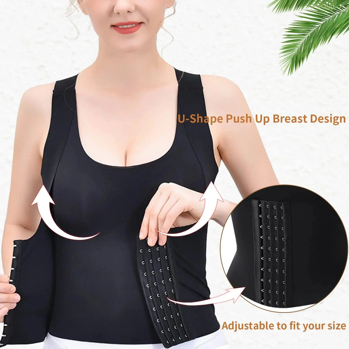 WaistSculpt™ Push-up Bra with Adjustable Straps and Removable Pads