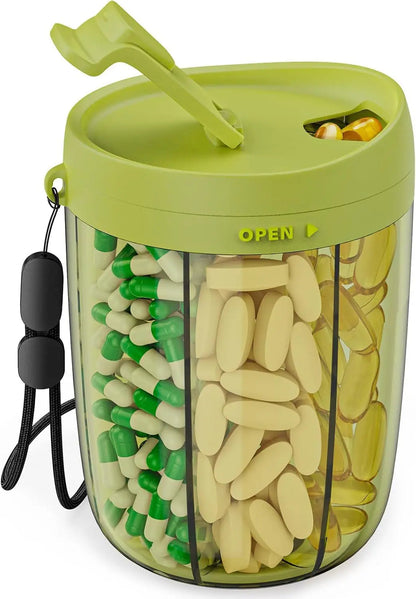 Tablet box with 6 compartments and clear lid