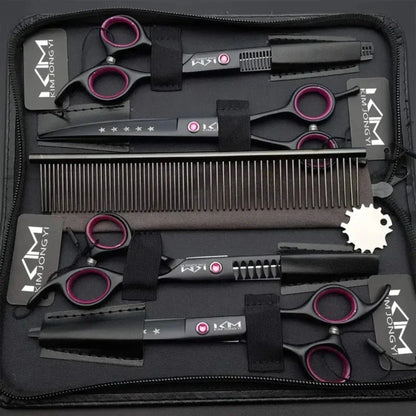 Dog grooming set with stainless steel blades and ergonomic handles