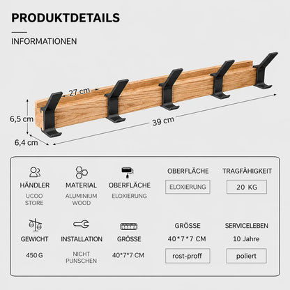 Wall coat rack with adjustable double hooks
