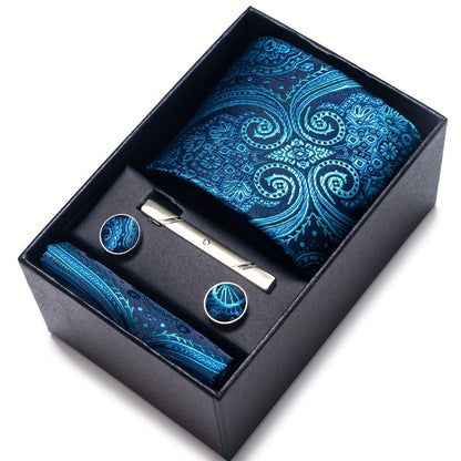 Men's Tie Set with Pocket Square and Cufflinks