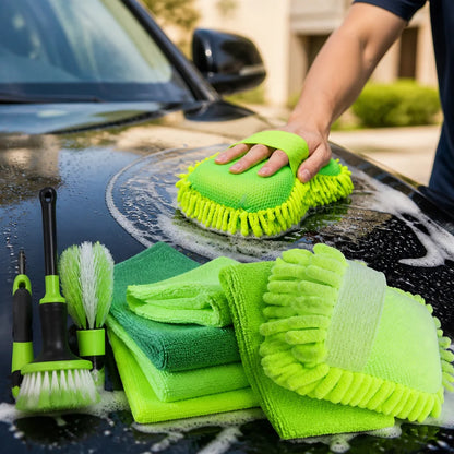 Scratch-free, paint-friendly microfiber car wash set (sponges, towels & gloves)