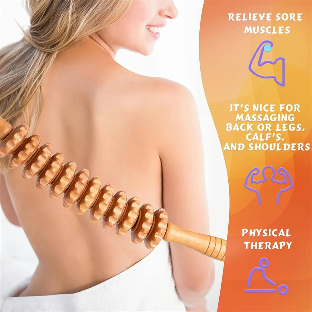 Massage roller made of beech wood