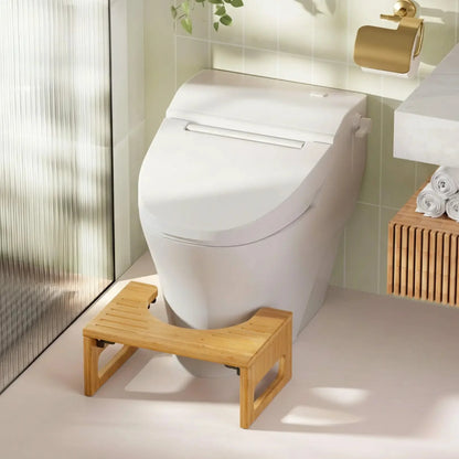 Foldable Bamboo Toilet Stool with Non-Slip Feature