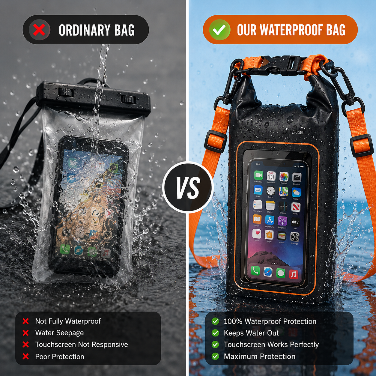 Waterproof Smartphone Case with Shoulder Strap