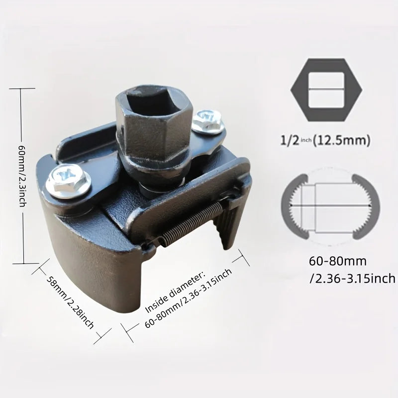Adjustable Oil Filter Wrench 60–80 mm | 2-Claw Grip for Oil Filter
