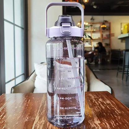 2L Sports Bottle with Straw and Time Markings