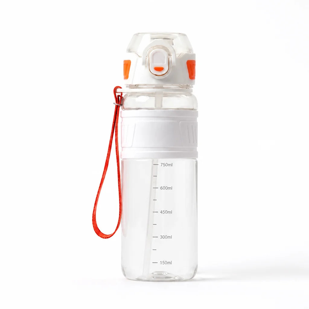 Leak-proof Sports Water Bottle with Twist Cap and Integrated Straw