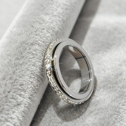Rotatable Spinner Ring made of Titanium Steel with Cubic Zirconia