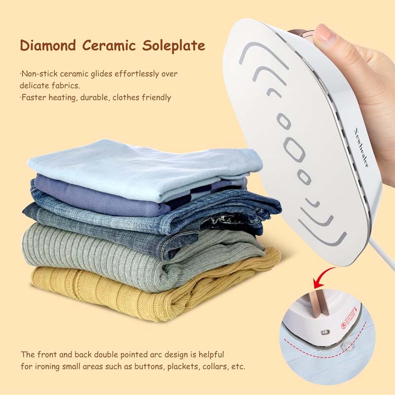 Travel iron for on the go with ceramic soleplate
