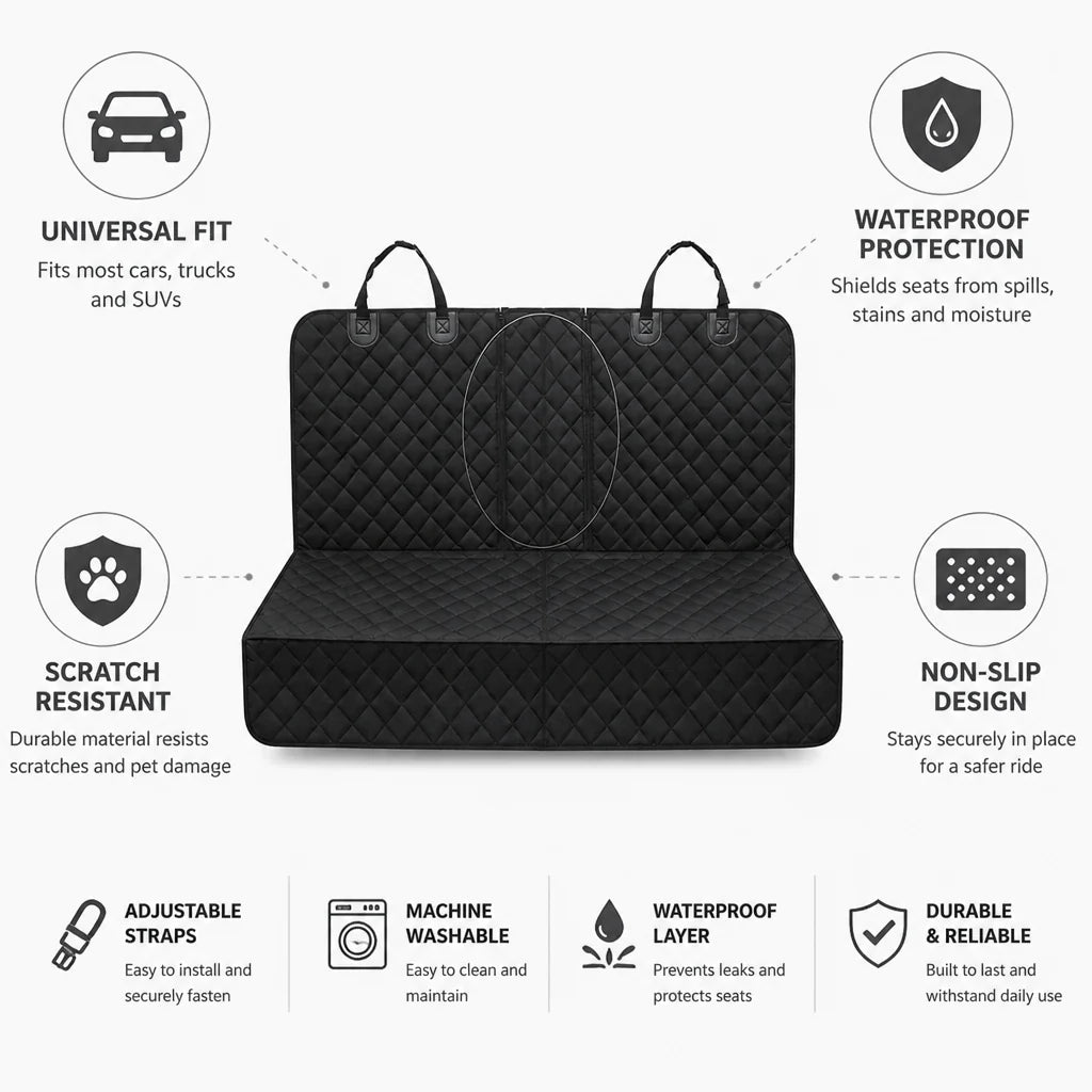 Waterproof, Scratch-Resistant, Non-Slip Car Seat Cover for Pets (Universal Size)