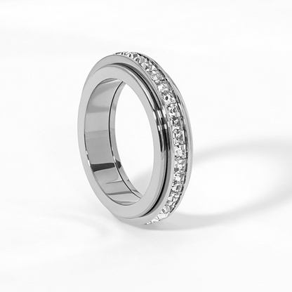 Rotatable Spinner Ring made of Titanium Steel with Cubic Zirconia