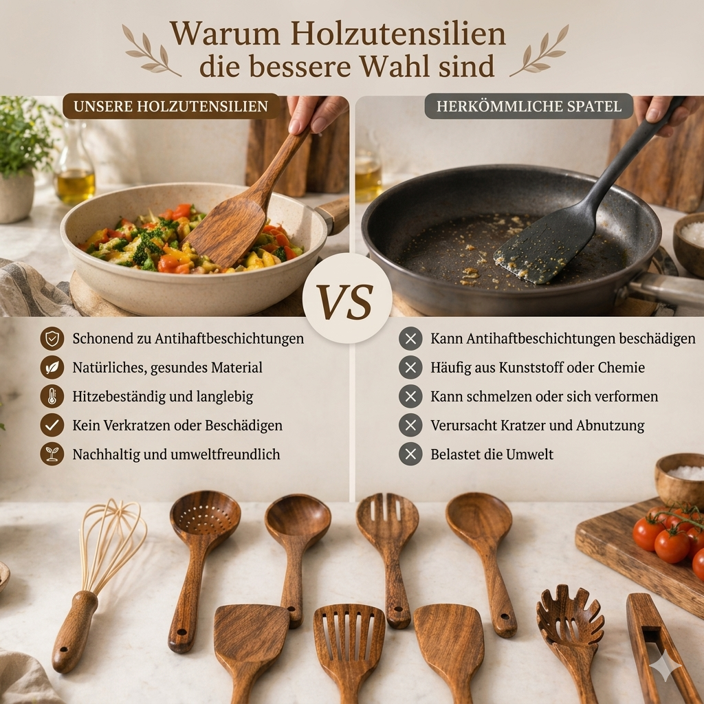 Teak Wood Kitchen Utensils Set 10-Piece