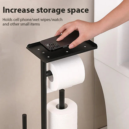 Toilet Paper Holder with Brush & Shelf