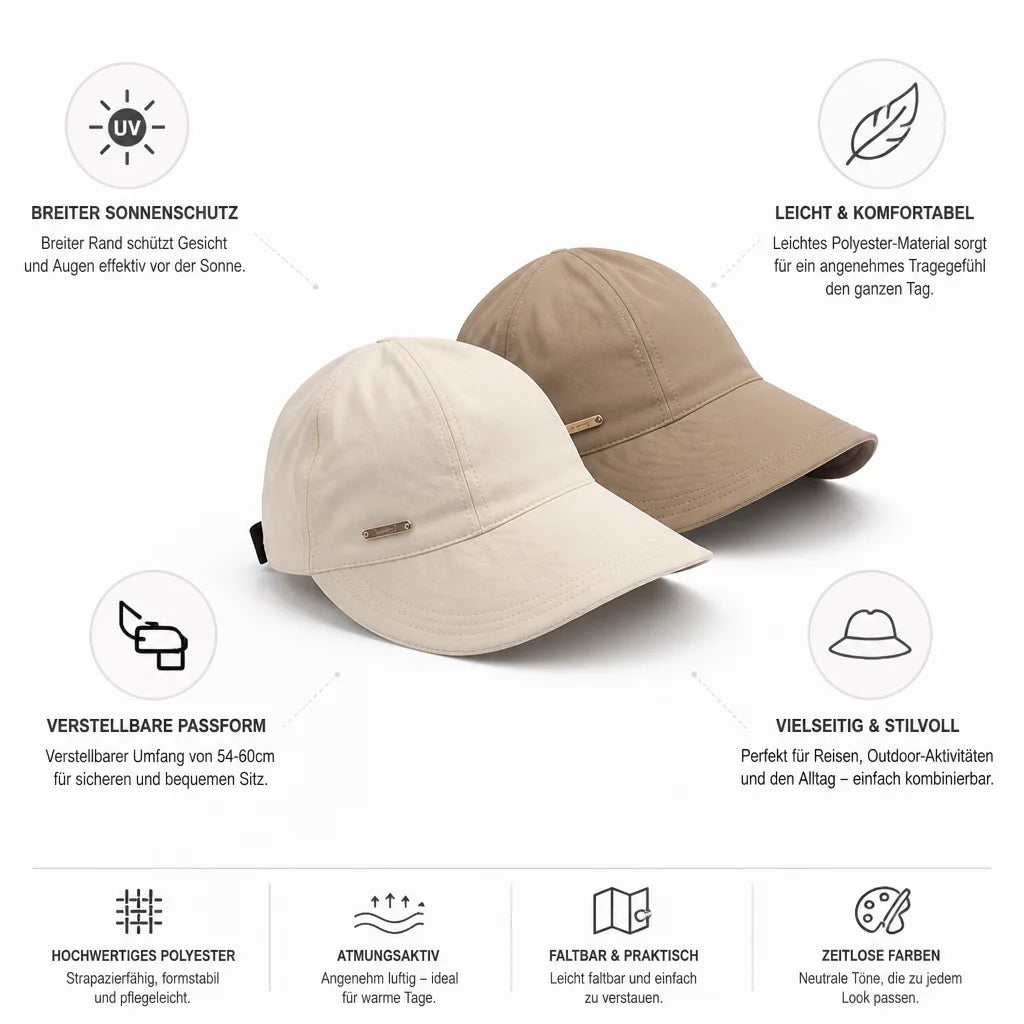 Lightweight polyester sun hat with adjustable wide brim (2-pack)