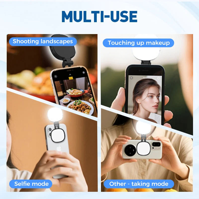3-in-1 Selfie Light with Mirror and Phone Holder