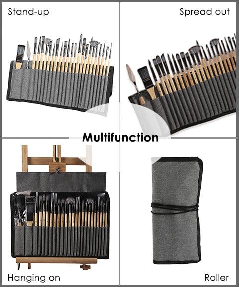24-piece Brush Set with Roll Case and Palette Knife