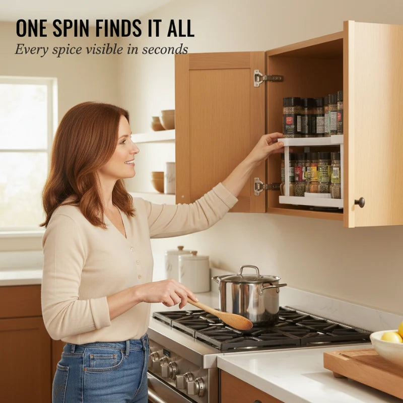 2-tier rotating spice rack D-shape