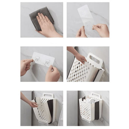 Space-saving laundry basket extendable & foldable