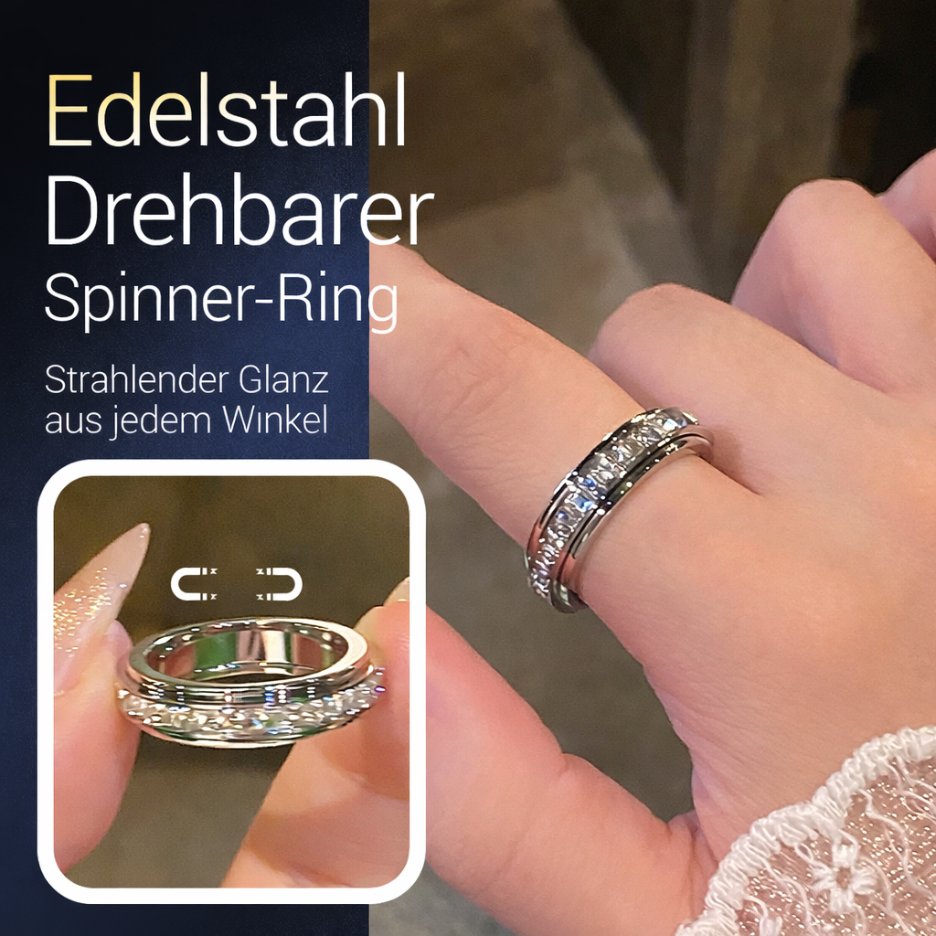 Rotatable Spinner Ring made of Titanium Steel with Cubic Zirconia