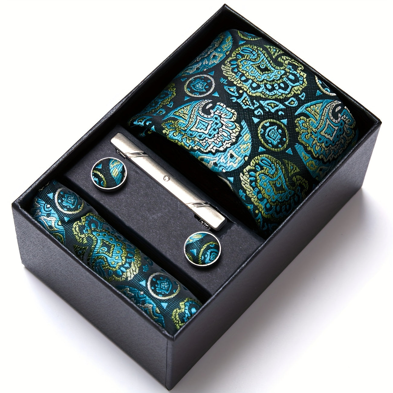Men's Tie Set with Pocket Square and Cufflinks