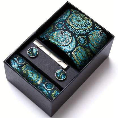 Men's Tie Set with Pocket Square and Cufflinks