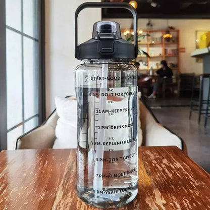 2L Sports Bottle with Straw and Time Markings