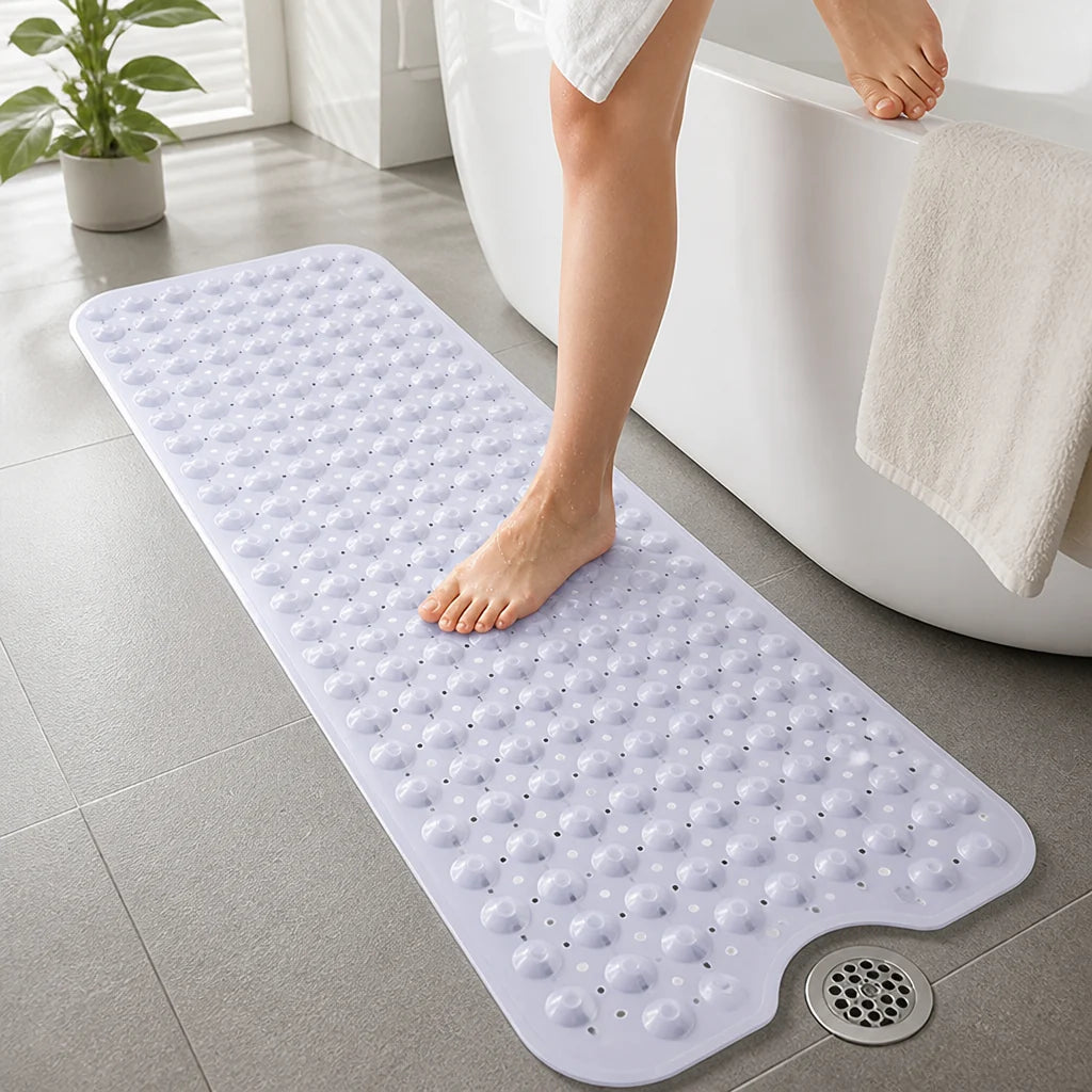 Extra-long Non-slip Bath Mat (Suction Cups & Drain Holes)