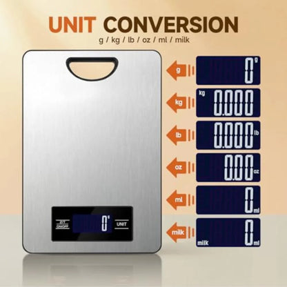 Digital kitchen scale with stainless steel platform