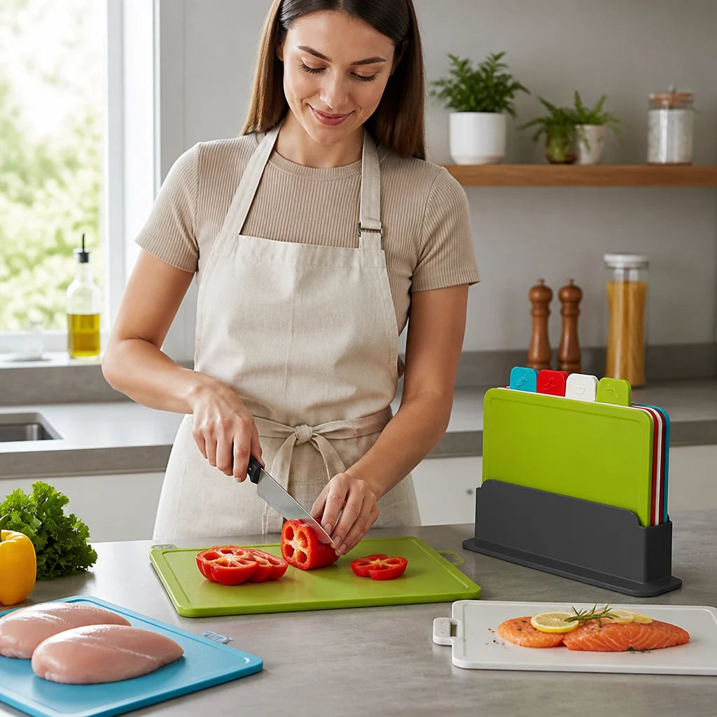 Color-Coded and Non-Slip Cutting Board Set (4-Piece)