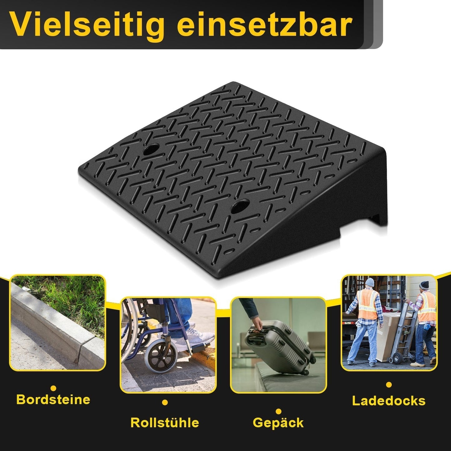 Rubber Curb Ramp Set of 2, 3 Ton Load Capacity