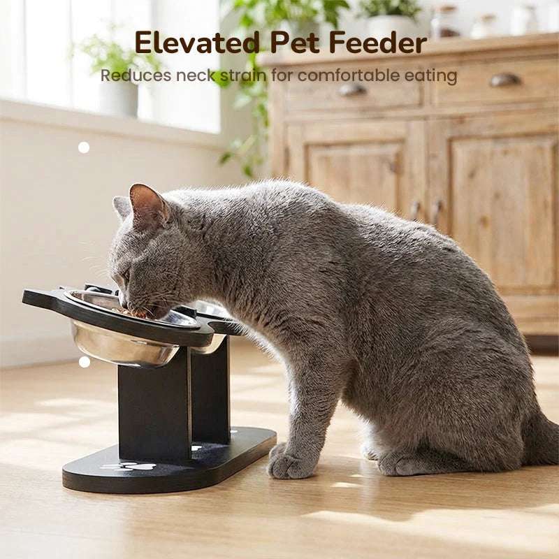 Ergonomic Feeding Bowl Stand with 3 Stainless Steel Bowls