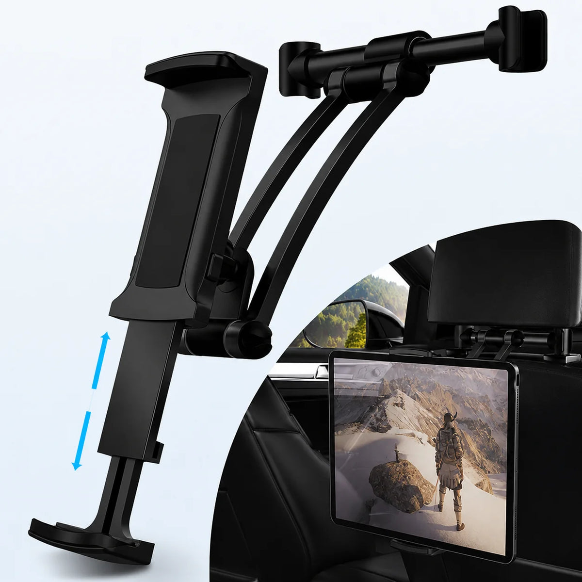 Car Headrest Mount – Aluminum for Phone & Tablet