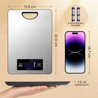 Digital kitchen scale with stainless steel platform
