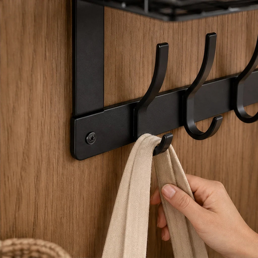 Door shelf without drilling – basket & hooks