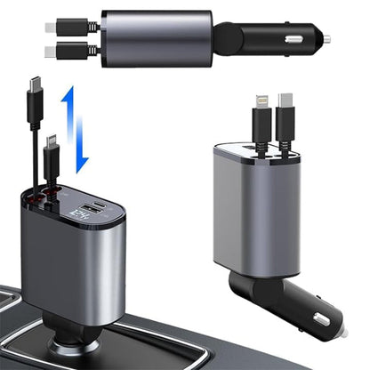 4-in-1 Car Charger with Retractable Cable